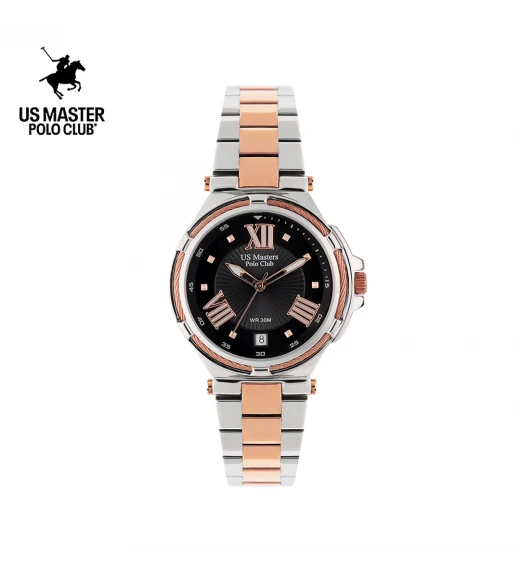 นาฬิกา US Master Polo Club USM-DH03-SRG-BK FIRST LADY STRING ROMAN DATE SILVER ROSEGOLD / BLACK	