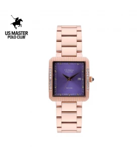 นาฬิกา US Master Polo Club USM-DE26-RG-VLT FIRST LADY DIAMOND SQUARE DATE  ROSEGOLD / VIOLET	