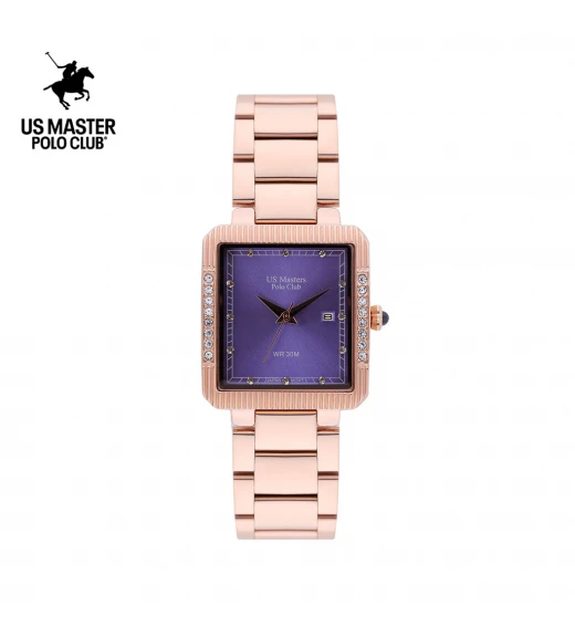 นาฬิกา US Master Polo Club USM-DE26-RG-VLT FIRST LADY DIAMOND SQUARE DATE  ROSEGOLD / VIOLET	