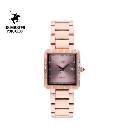 นาฬิกา US Master Polo Club USM-DE26-RG-PK FIRST LADY DIAMOND SQUARE DATE ROSEGOLD / PINK	