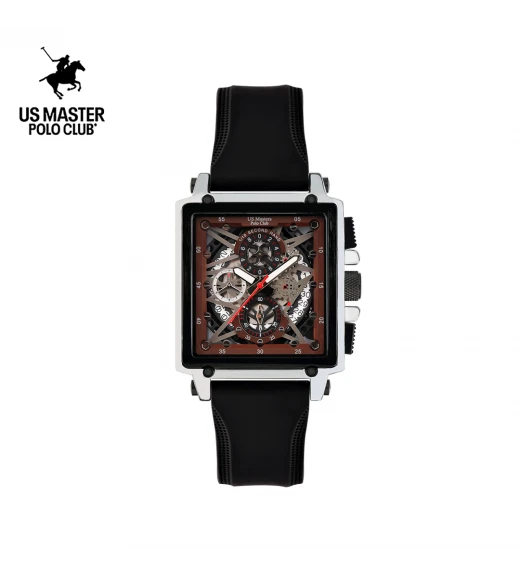 นาฬิกา US Master Polo Club USM-DK06-BK-BR TITAN CHRONO SQUARE BLACK / BROWN	