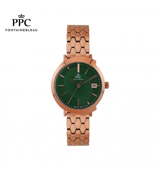 นาฬิกาข้อมือ PARIS POLO CLUB PPC-DI02-RG-GN CANNES HARMONIE DATE ROSEGOLD / GREEN	