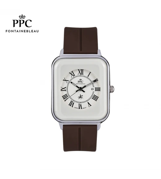 นาฬิกาข้อมือ PARIS POLO CLUB PPC-DH01-BR-WE JEUNESSE QUAD EDGE ROMAN DATE BROWN / WHITE	