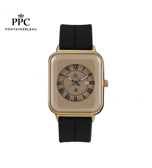 "นาฬิกาข้อมือ PARIS POLO CLUB PPC-DH01-BK-GSD  JEUNESSE QUAD EDGE ROMAN DATE BLACK / GOLD SAND"	