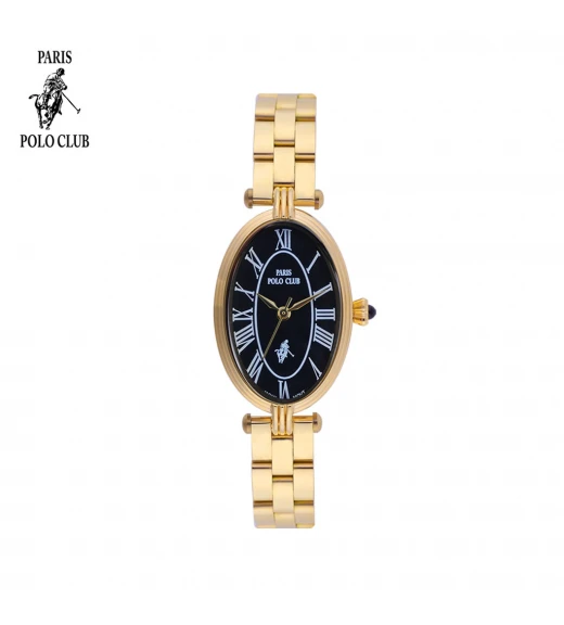 นาฬิกาข้อมือ PARIS POLO CLUB PPC-DC42-GD-BK OVALE CLASSIQUE ROMAN GOLD / BLACK	