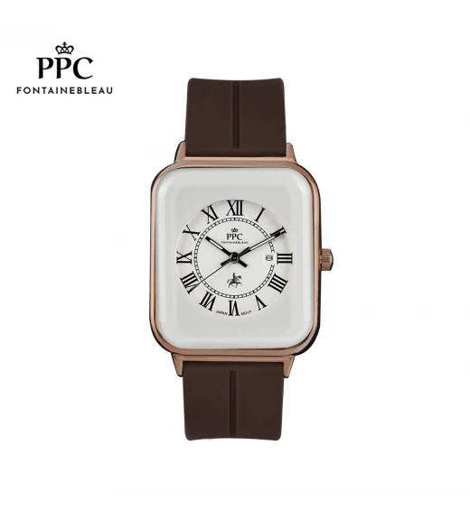 นาฬิกาข้อมือ PARIS POLO CLUB PPC-DH01-BR-RWE JEUNESSE QUAD EDGE ROMAN DATE BROWN / ROSEGOLD WHITE	