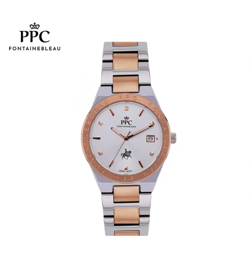 นาฬิกาข้อมือ PARIS POLO CLUB PPC-DI04-SRG-WE JOAN CLASSIC LOGO DATE SILVER ROSEGOLD / WHITE	