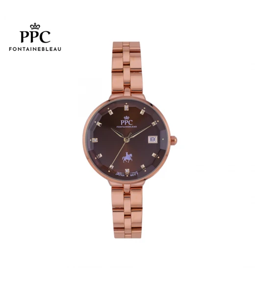 นาฬิกาข้อมือ PARIS POLO CLUB PPC-DI05-RG-BR JOAN CRYSTAL DOME DATE ROSEGOLD / BROWN	