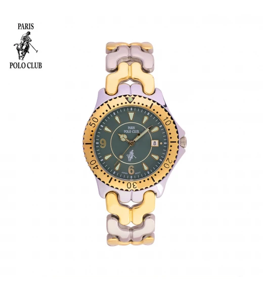 นาฬิกาข้อมือ PARIS POLO CLUB PPC-DD05-SGD-FGN Cannes Belt 38 MM Silver Gold / Fern Green	