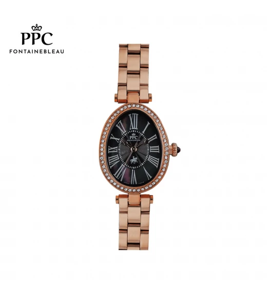 นาฬิกาข้อมือ PARIS POLO CLUB PPC-DG10-RG-BK OVALE ROMAN ROSEGOLD / BLACK	