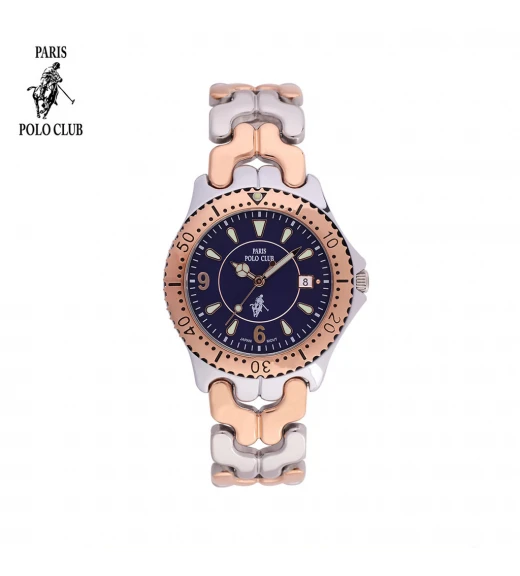 นาฬิกาข้อมือ PARIS POLO CLUB PPC-DD05-SRG-BU Cannes Belt 38 MM  Silver Rosegold / Blue	