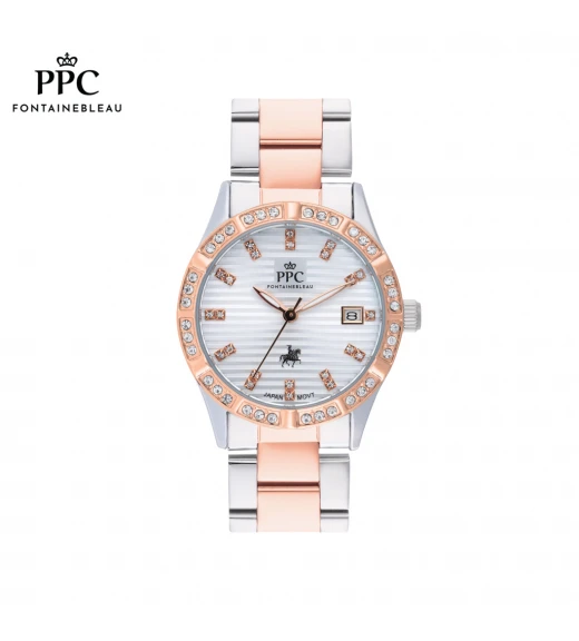 นาฬิกาข้อมือ PARIS POLO CLUB PPC-DF09-SRG-WE ÉTOILE LUSTRE DATE SILVER ROSEGOLD / WHITE	