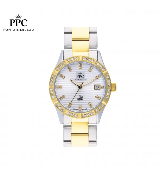 นาฬิกาข้อมือ PARIS POLO CLUB PPC-DF09-SGD-WE ÉTOILE LUSTRE DATE SILVER GOLD / WHITE	