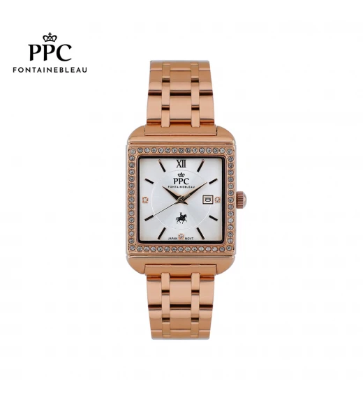 นาฬิกาข้อมือ PARIS POLO CLUB PPC-DG09-RG-WE DORÉE DIAMANT CLASSIC DATE ROSEGOLD / WHITE	