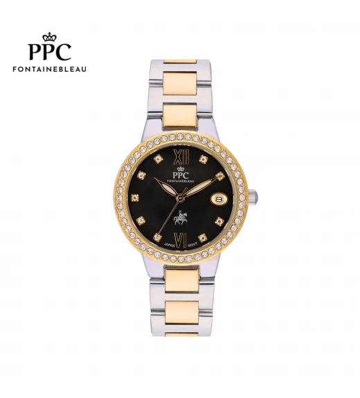 นาฬิกาข้อมือ PARIS POLO CLUB PPC-DF10-SGD-BK ÉTOILE SÉRÉNITÉ DATE SILVER GOLD / BLACK	