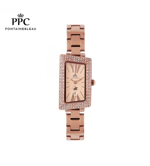 นาฬิกาข้อมือ PARIS POLO CLUB PPC-EA13-RG CANNES SKEWED DIAMOND DATE ROSEGOLD	
