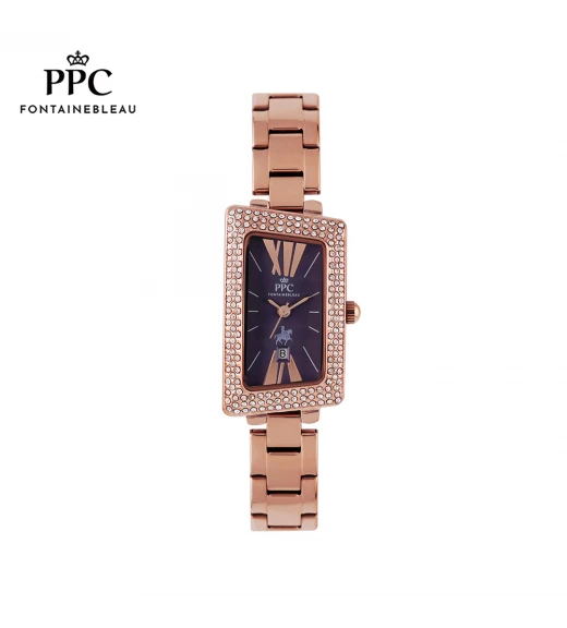 นาฬิกาข้อมือ PARIS POLO CLUB PPC-EA13-RG-VLT CANNES SKEWED DIAMOND DATE ROSEGOLD / VIOLET	
