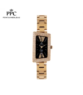 นาฬิกาข้อมือ PARIS POLO CLUB PPC-EA13-GD-BK CANNES SKEWED DIAMOND DATE GOLD / BLACK	