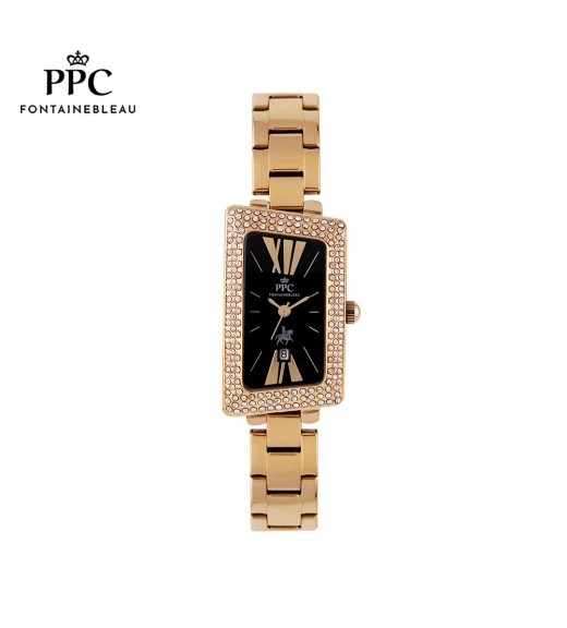 นาฬิกาข้อมือ PARIS POLO CLUB PPC-EA13-GD-BK CANNES SKEWED DIAMOND DATE GOLD / BLACK	