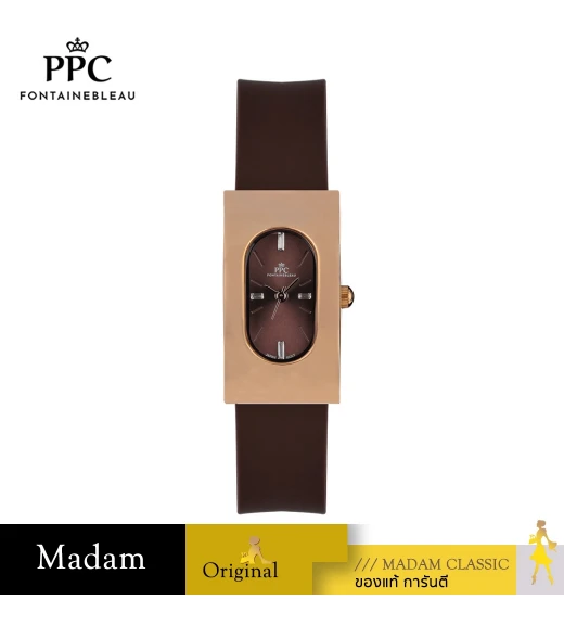 นาฬิกาข้อมือ PARIS POLO CLUB PPC-DF03-BR-RBR DORÉE OVALE CARRÉ MODERN BROWN / ROSEGOLD BROWN	