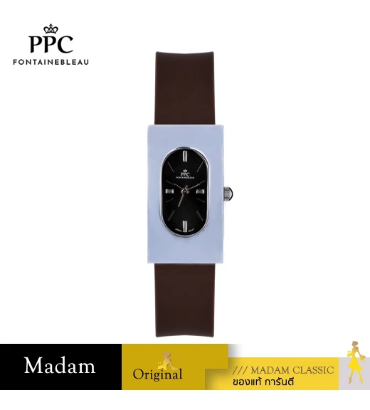 นาฬิกาข้อมือ PARIS POLO CLUB PPC-DF03-BR-BK DORÉE OVALE CARRÉ MODERN BROWN / BLACK	