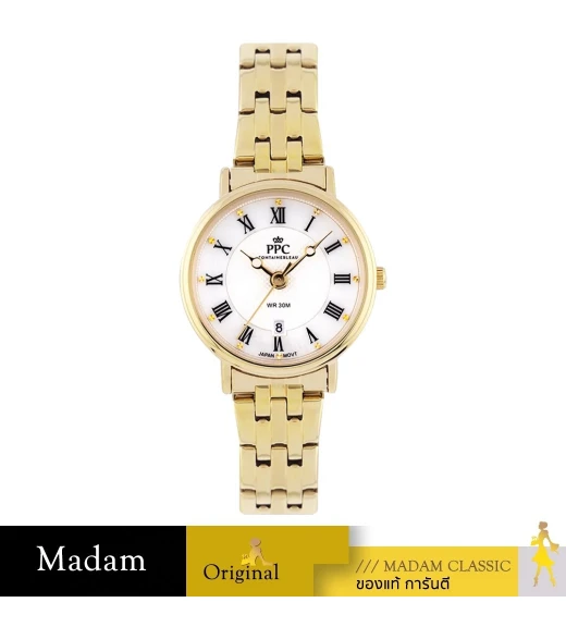 นาฬิกาข้อมือ Paris Polo Club PPC-EC02-GD-WE  LE BRETON CLASSIC ROMAN DATE GOLD / WHITE GOLD / WHITE