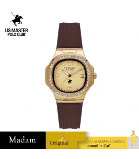 นาฬิกาข้อมือ US MASTERS POLO CLUB USM-DD54-BR-GD THE EMPIRE LADY DIAMOND DATE BROWN / GOLD	