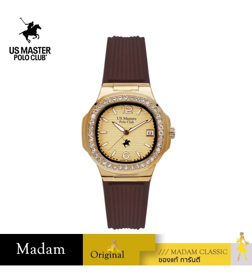นาฬิกาข้อมือ US MASTERS POLO CLUB USM-DD54-BR-GD THE EMPIRE LADY DIAMOND DATE BROWN / GOLD	