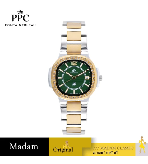 นาฬิกาข้อมือ PARIS POLO CLUB PPC-EB08-SGD-GN MEDICI CLASSIC DATE SILVER GOLD / GREEN	