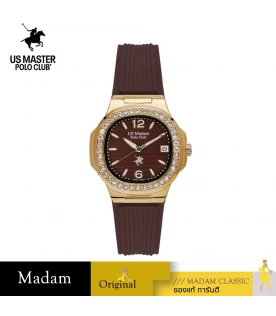 นาฬิกาข้อมือ US MASTERS POLO CLUB USM-DD54-BR-GBR THE EMPIRE LADY DIAMOND DATE BROWN / GOLD BROWN	
