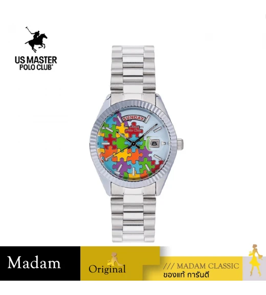 นาฬิกาข้อมือ PARIS POLO CLUB USM-DF08-LBU MANHATTAN JIGSAW DAY DATE BLACK	