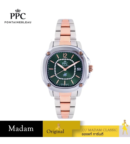 นาฬิกาข้อมือ PARIS POLO CLUB PPC-DG02-SRG-GN CHARLES CLASSIC DATE SILVER ROSEGOLD / GREEN	