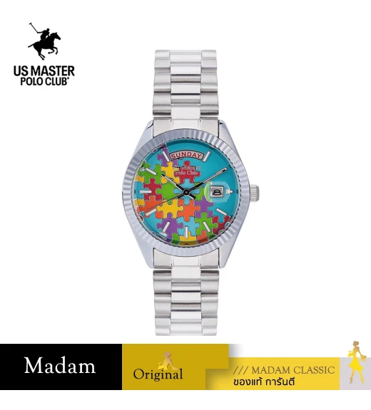 นาฬิกาข้อมือ US MASTERS POLO CLUB USM-DF08-CY MANHATTAN JIGSAW DAY DATE CYAN	
