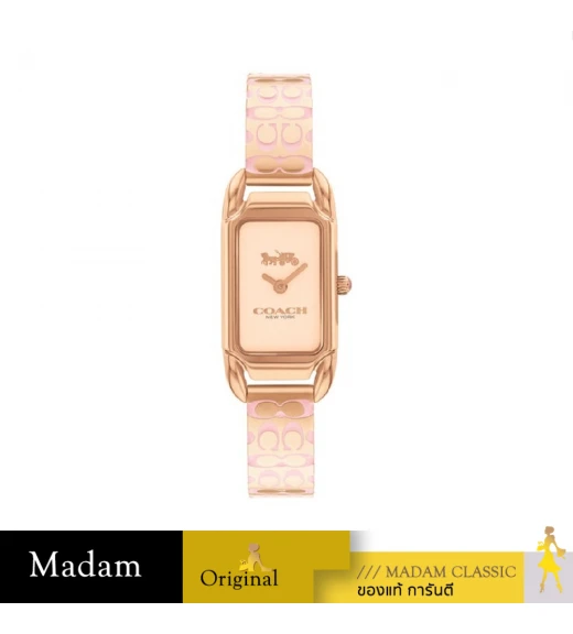 นาฬิกาข้อมือผู้หญิง COACH 14504194 Cadie Rectangular C-Strap Women's Mother's Day G Stainless steel Rose Gold		