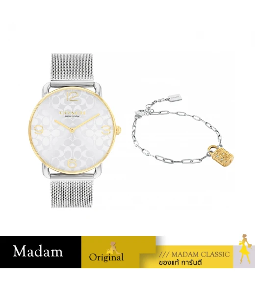 นาฬิกาข้อมือผู้หญิง COACH 14000117 Ladies Elliot Women's Watch Stainless Steel Silver-Gold		