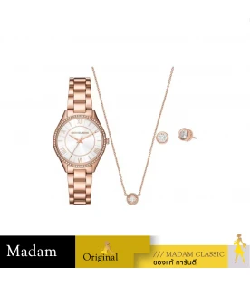 นาฬิกาข้อมือผู้หญิง MICHAEL KORS   MK4850SET Wristwatch + Necklace + Earrings Stainless Steel Rose Gold		