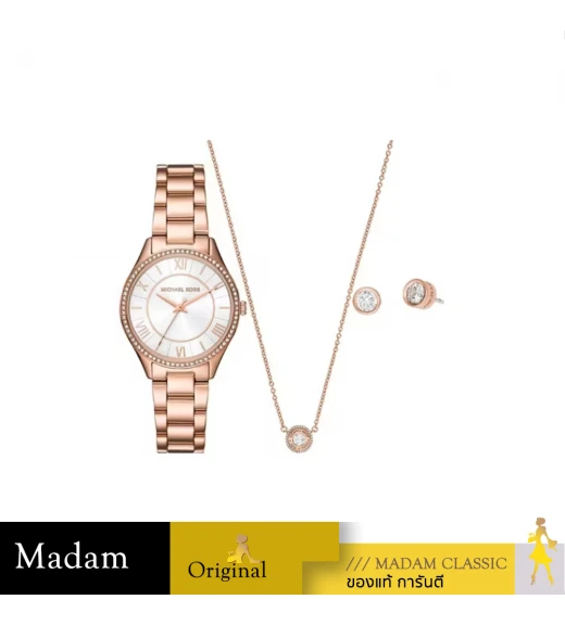 นาฬิกาข้อมือผู้หญิง MICHAEL KORS   MK4850SET Wristwatch + Necklace + Earrings Stainless Steel Rose Gold		