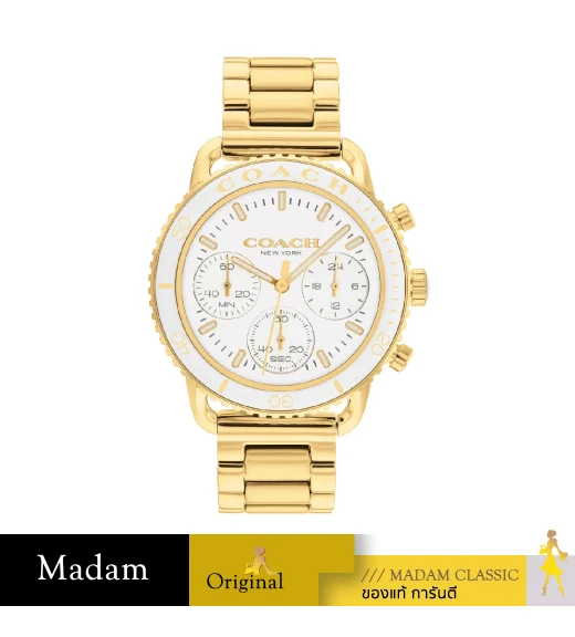 นาฬิกาข้อมือ COACH 14504051,CRUISER WOMEN'S WATCH,37 MM.,STAINLESS STEEL,WHITE / GOLD
