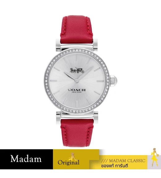 นาฬิกาข้อมือ COACH 14503869,34 MM,LEATHER STRAP,SILVER / RED 				