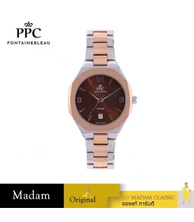 นาฬิกาข้อมือ PPC FONTAINEBLEAU PPC-EE06-SRG-BR JOAN CLASSIC DATE SILVER ROSEGOLD / BROWN 36 MM,SILVER ROSEGOLD / BROWN	