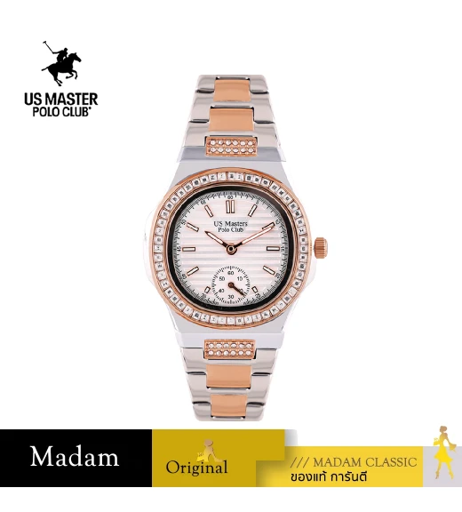 นาฬิกาข้อมือ US MASTERS POLO CLUB USM-ED03-SRG-WE THE EMPIRE LADY CRYSTAL 32.5 MM,SILVER ROSEGOLD / WHITE