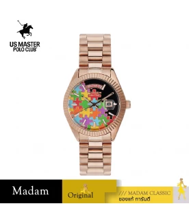 นาฬิกาข้อมือ US MASTERS POLO CLUB USM-DF08-RG-BK MANHATTAN JIGSAW DAY DATE 36 MM,ROSEGOLD / BLACK