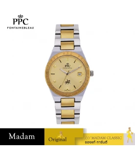 นาฬิกาข้อมือ PPC FONTAINEBLEAU PPC-DI04-SGD-GD JOAN CLASSIC LOGO DATE 34 MM,SILVER GOLD / GOLD