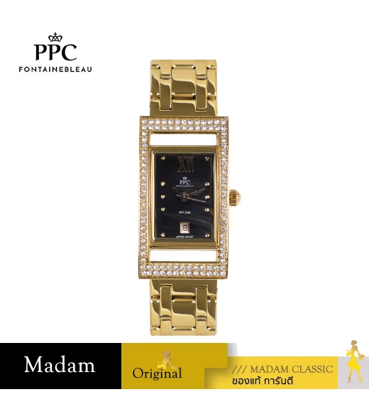 นาฬิกาข้อมือ PPC FONTAINEBLEAU PPC-EC03-GD-BK DORÉE DIAMOND GALLERY DATE 21 MM,GOLD / BLACK