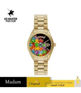 นาฬิกาข้อมือ US MASTERS POLO CLUB USM-DF08-GD-BK MANHATTAN JIGSAW DAY DATE 36 MM,GOLD / BLACK
