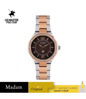 นาฬิกาข้อมือ US MASTERS POLO CLUB USM-EE01-SRG-BR FIRST LADY CLASSIC DIAMOND 32 MM,SILVER ROSEGOLD / BROWN