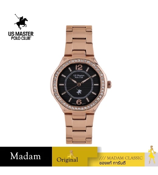 นาฬิกาข้อมือ US MASTERS POLO CLUB USM-EE01-RG-BK FIRST LADY CLASSIC DIAMOND 32 MM,ROSEGOLD / BLACK
