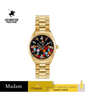 นาฬิกาข้อมือ US MASTERS POLO CLUB USM-EE06-GD-BK NEW YORK COLOR BALL DATE 31 MM,GOLD / BLACK