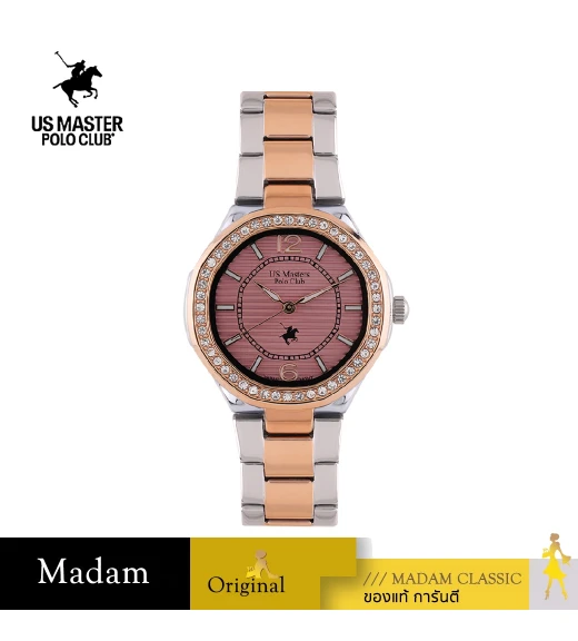 นาฬิกาข้อมือ US MASTERS POLO CLUB USM-EE01-SRG-PK FIRST LADY CLASSIC DIAMOND 32 MM,SILVER ROSEGOLD / PINK