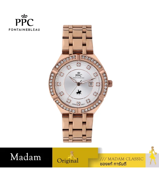 นาฬิกาข้อมือ PPC FONTAINEBLEAU PPC-DF08-RG-WE ÉTOILE ECLIPSE ROYALE DATE 33 MM,ROSEGOLD / WHITE